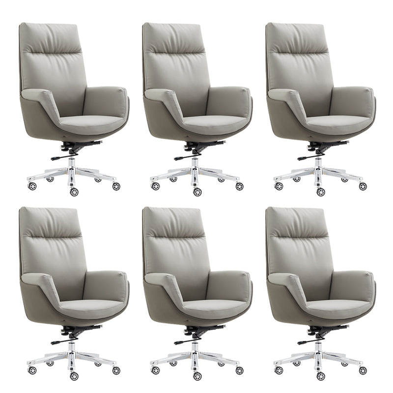 26" Wide Contemporary Managers Chair Leather Executive Chair Grey 6 Piece Set Clearhalo 'furn' 'furn_office_chair' 'Furniture' 'Office Chairs' 'Office Furniture' 'office_chair' 6407005