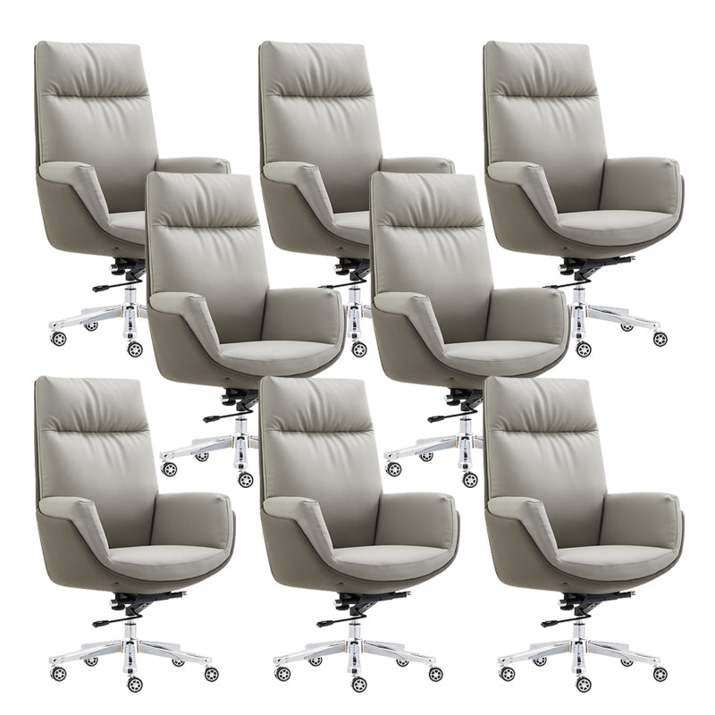 26" Wide Contemporary Managers Chair Leather Executive Chair Grey 8 Piece Set Clearhalo 'furn' 'furn_office_chair' 'Furniture' 'Office Chairs' 'Office Furniture' 'office_chair' 6407007