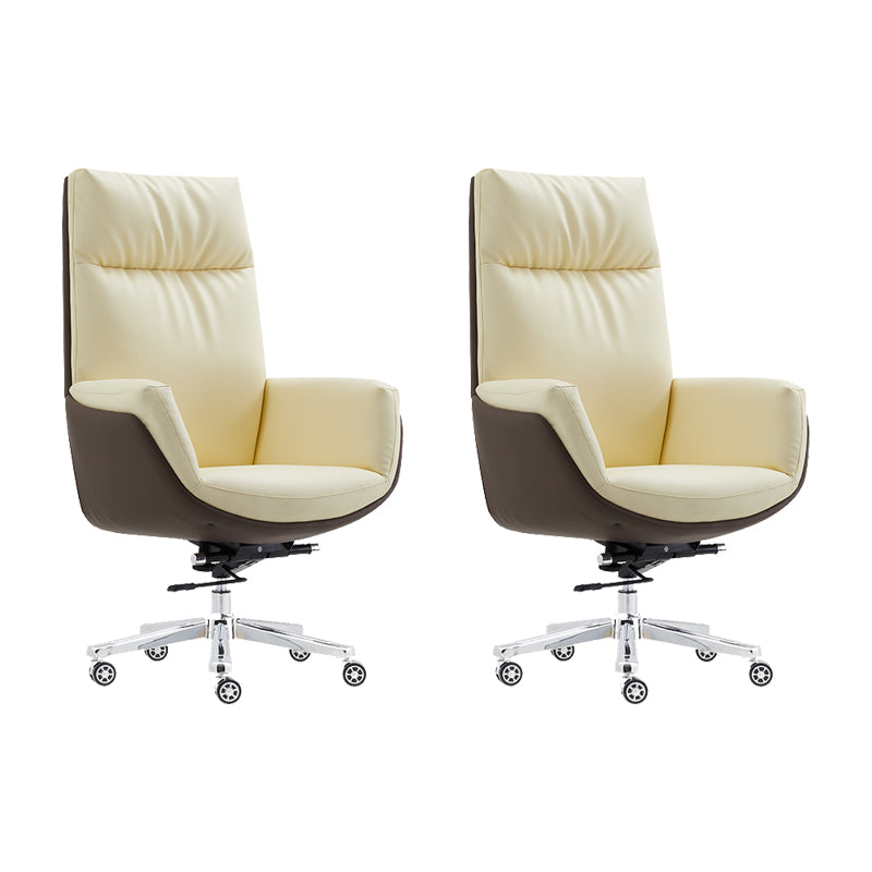 26" Wide Contemporary Managers Chair Leather Executive Chair Yellow 2 Piece Set Clearhalo 'furn' 'furn_office_chair' 'Furniture' 'Office Chairs' 'Office Furniture' 'office_chair' 6407011