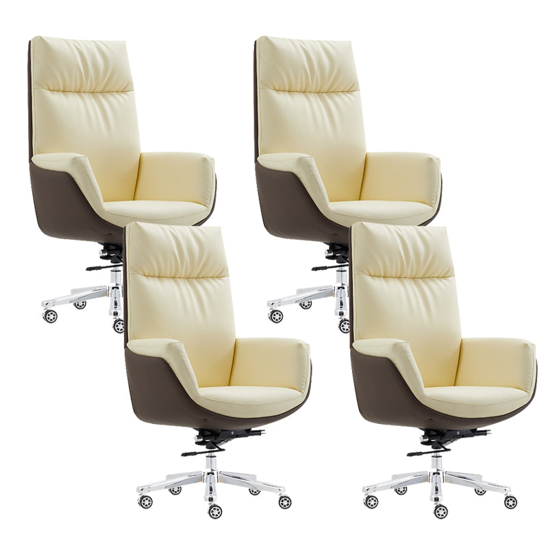26" Wide Contemporary Managers Chair Leather Executive Chair Yellow 4 Piece Set Clearhalo 'furn' 'furn_office_chair' 'Furniture' 'Office Chairs' 'Office Furniture' 'office_chair' 6407012