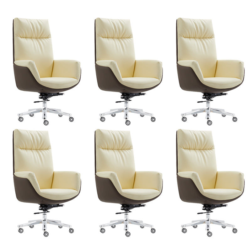 26" Wide Contemporary Managers Chair Leather Executive Chair Yellow 6 Piece Set Clearhalo 'furn' 'furn_office_chair' 'Furniture' 'Office Chairs' 'Office Furniture' 'office_chair' 6407014