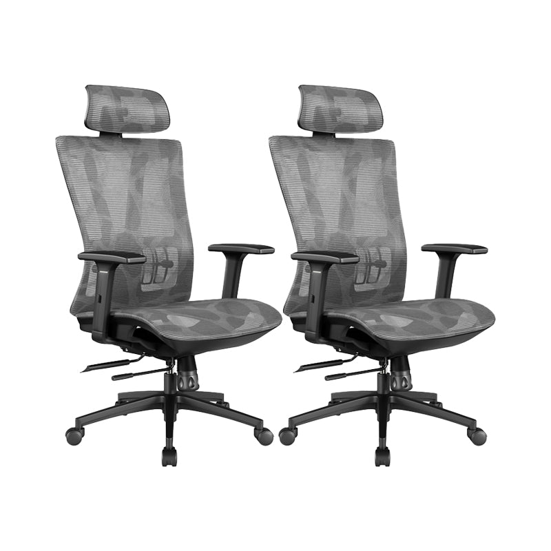 Office Ergonomic Mesh Task Chair Modern Adjustable Arms Swivel Chair Grey 2 Piece Set Clearhalo 'furn' 'furn_office_chair' 'Furniture' 'Office Chairs' 'Office Furniture' 'office_chair' 6407041