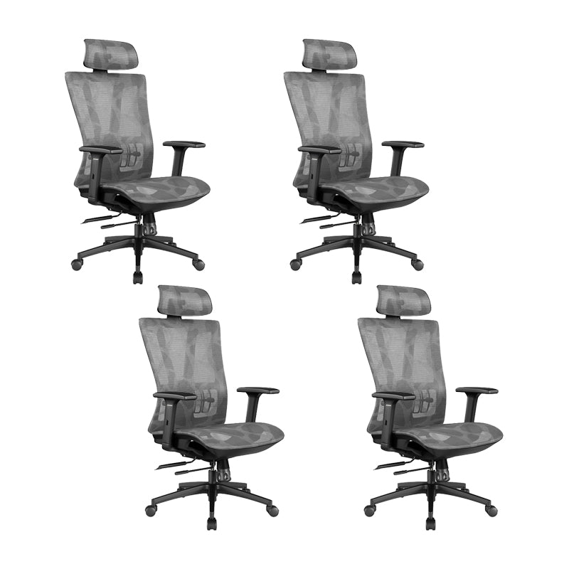 Office Ergonomic Mesh Task Chair Modern Adjustable Arms Swivel Chair Grey 4 Piece Set Clearhalo 'furn' 'furn_office_chair' 'Furniture' 'Office Chairs' 'Office Furniture' 'office_chair' 6407044