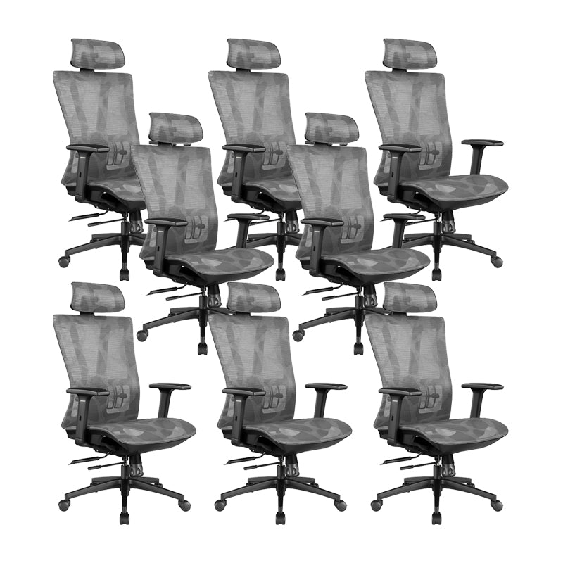Office Ergonomic Mesh Task Chair Modern Adjustable Arms Swivel Chair Grey 8 Piece Set Clearhalo 'furn' 'furn_office_chair' 'Furniture' 'Office Chairs' 'Office Furniture' 'office_chair' 6407047