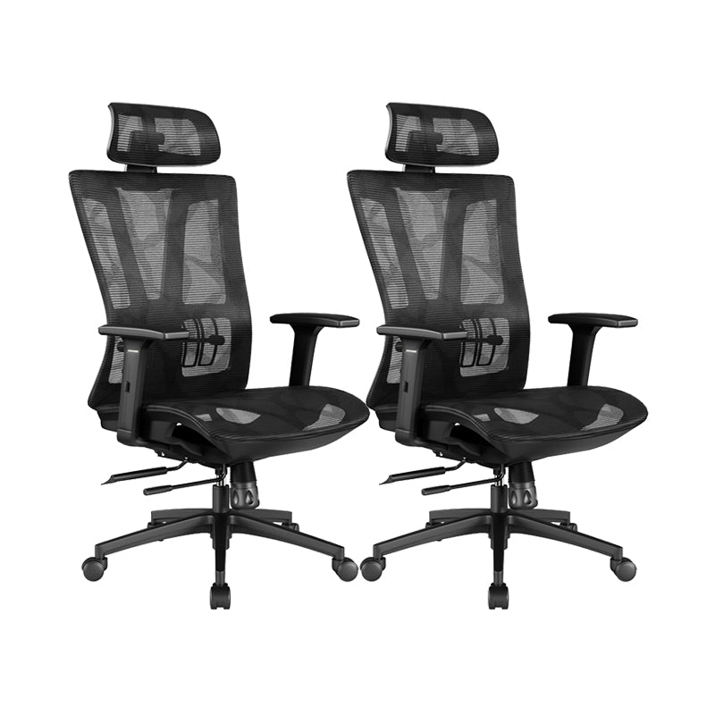 Office Ergonomic Mesh Task Chair Modern Adjustable Arms Swivel Chair Black 2 Piece Set Clearhalo 'furn' 'furn_office_chair' 'Furniture' 'Office Chairs' 'Office Furniture' 'office_chair' 6407052