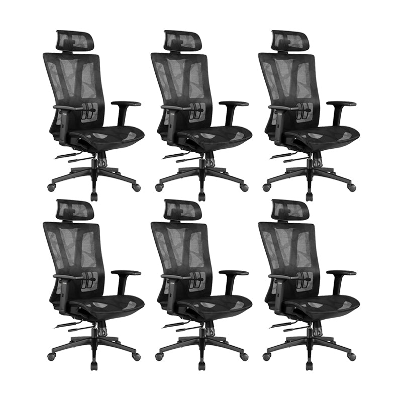 Office Ergonomic Mesh Task Chair Modern Adjustable Arms Swivel Chair Black 6 Piece Set Clearhalo 'furn' 'furn_office_chair' 'Furniture' 'Office Chairs' 'Office Furniture' 'office_chair' 6407055