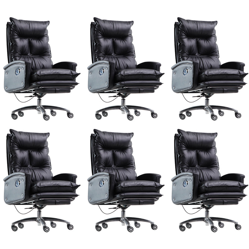 Contemporary Desk Chair Leather Executive Chair High-Back Chair with Wheels Black 6 Piece Set Clearhalo 'furn' 'furn_office_chair' 'Furniture' 'Office Chairs' 'Office Furniture' 'office_chair' 6407091