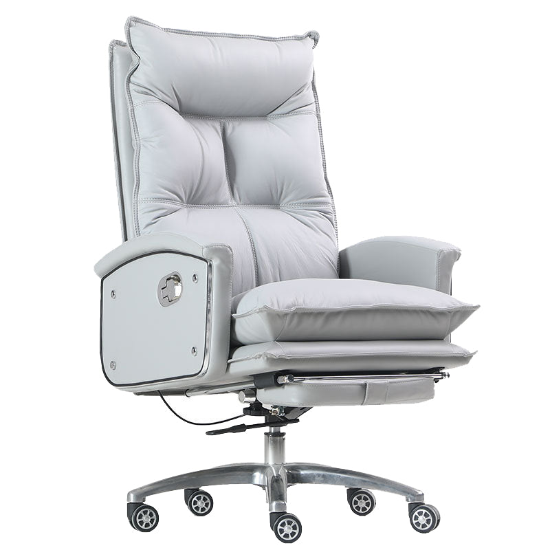 Contemporary Desk Chair Leather Executive Chair High-Back Chair with Wheels Grey 1 Piece Clearhalo 'furn' 'furn_office_chair' 'Furniture' 'Office Chairs' 'Office Furniture' 'office_chair' 6407096