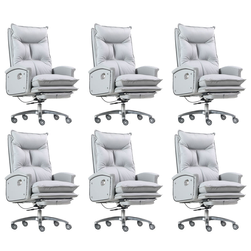 Contemporary Desk Chair Leather Executive Chair High-Back Chair with Wheels Grey 6 Piece Set Clearhalo 'furn' 'furn_office_chair' 'Furniture' 'Office Chairs' 'Office Furniture' 'office_chair' 6407099