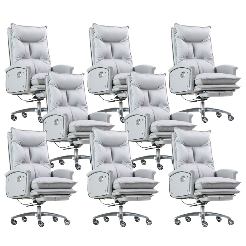 Contemporary Desk Chair Leather Executive Chair High-Back Chair with Wheels Grey 8 Piece Set Clearhalo 'furn' 'furn_office_chair' 'Furniture' 'Office Chairs' 'Office Furniture' 'office_chair' 6407100
