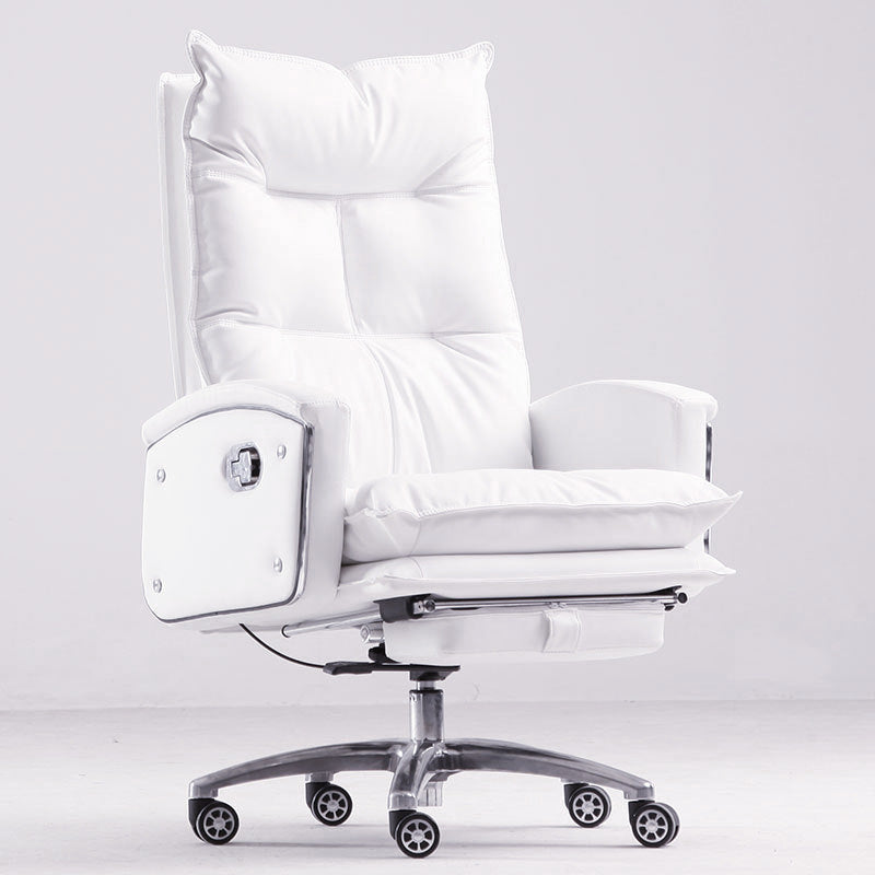 Contemporary Desk Chair Leather Executive Chair High-Back Chair with Wheels White 1 Piece Clearhalo 'furn' 'furn_office_chair' 'Furniture' 'Office Chairs' 'Office Furniture' 'office_chair' 6407101