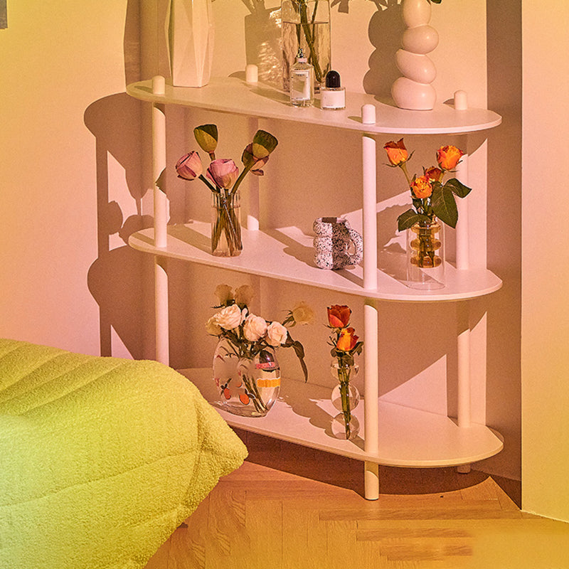 Modern White Solid Wooden Bookcase Open Shelf Bookshelf for Bedroom