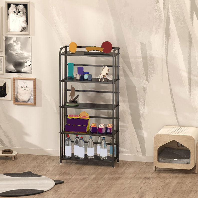 Contemporary Metal Bookshelf Black Etagere Shelf Bookcase for Study Room