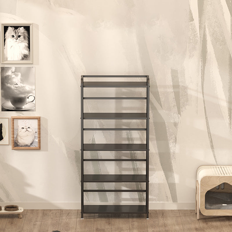 Contemporary Metal Bookshelf Black Etagere Shelf Bookcase for Study Room