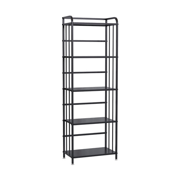 Contemporary Metal Bookshelf Black Etagere Shelf Bookcase for Study Room