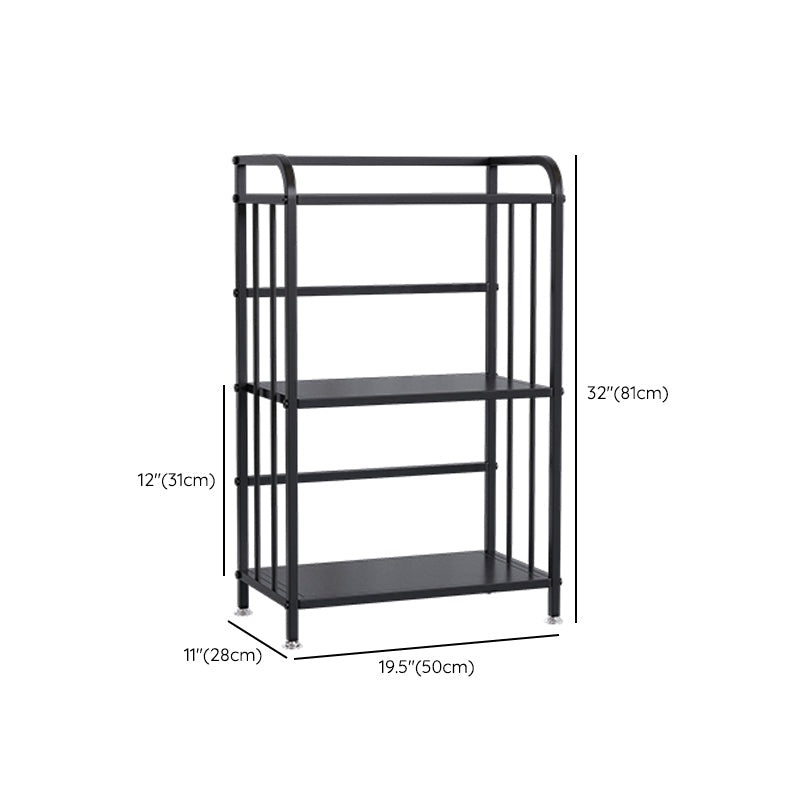 Contemporary Metal Bookshelf Black Etagere Shelf Bookcase for Study Room