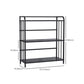 Contemporary Metal Bookshelf Black Etagere Shelf Bookcase for Study Room