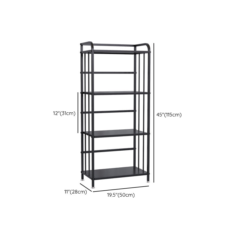 Contemporary Metal Bookshelf Black Etagere Shelf Bookcase for Study Room