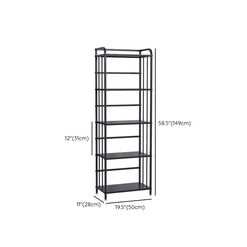 Contemporary Metal Bookshelf Black Etagere Shelf Bookcase for Study Room