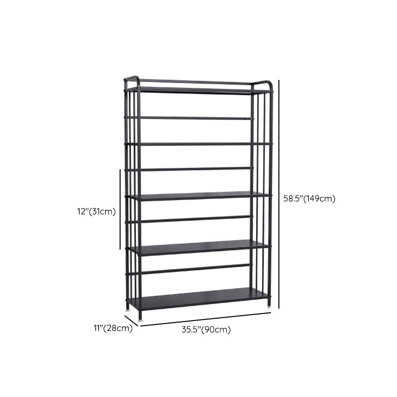 Contemporary Metal Bookshelf Black Etagere Shelf Bookcase for Study Room