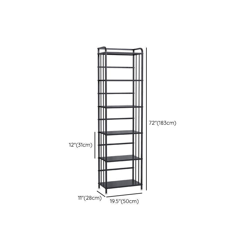 Contemporary Metal Bookshelf Black Etagere Shelf Bookcase for Study Room