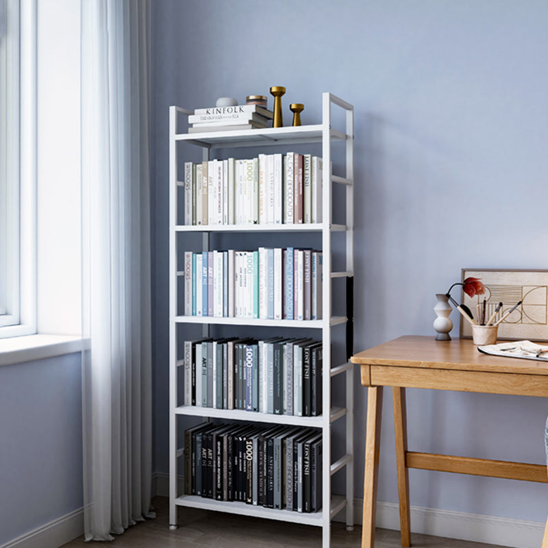 Modern White/Grey Metal Bookshelf Standard Vertical Open Shelf Bookcase