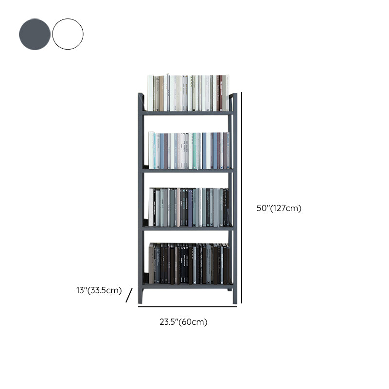 Modern White/Grey Metal Bookshelf Standard Vertical Open Shelf Bookcase