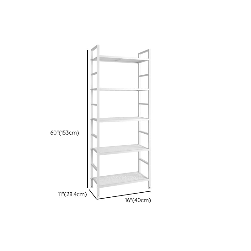 Modern White/Grey Metal Bookshelf Standard Vertical Open Shelf Bookcase