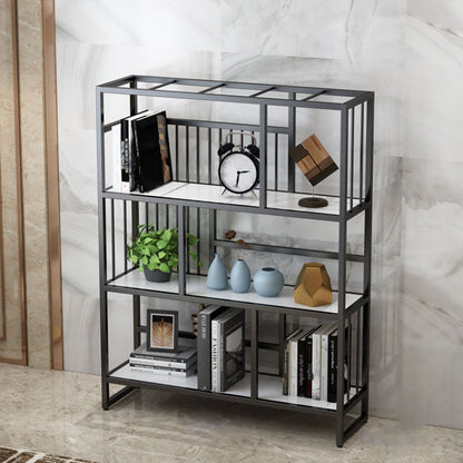 Metal and Wooden Shelf Bookcase Vertical Open Bookshelf with Shelves