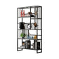 Metal and Wooden Shelf Bookcase Vertical Open Bookshelf with Shelves
