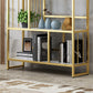Metal and Wooden Shelf Bookcase Vertical Open Bookshelf with Shelves