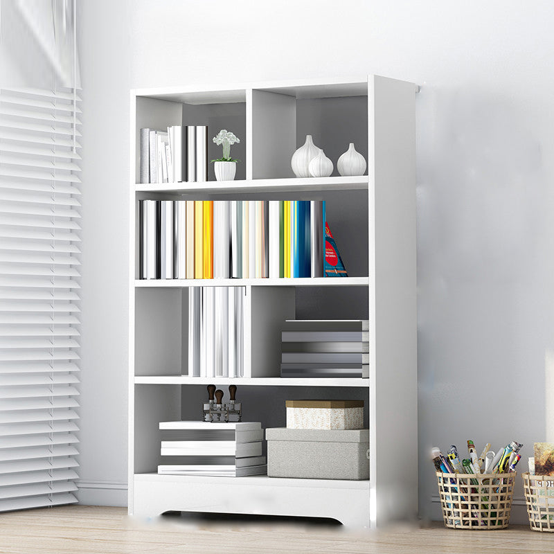 Standard Engineered Wood Bookshelf Contemporary Open Back Bookcase with Drawers