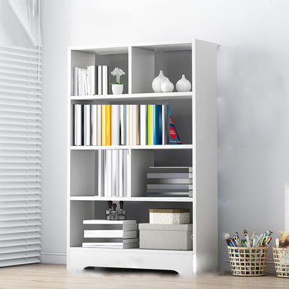 Standard Engineered Wood Bookshelf Contemporary Open Back Bookcase with Drawers