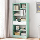 Standard Engineered Wood Bookshelf Contemporary Open Back Bookcase with Drawers