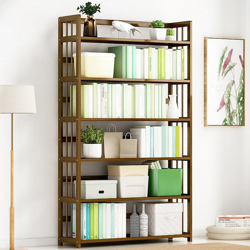 Standard Bamboo Shelf Bookcase Contemporary Brown Open Bookcase Clearhalo 'Bookcases' 'furn' 'furn_bookcases' 'Furniture' 'Office Furniture' 6408033