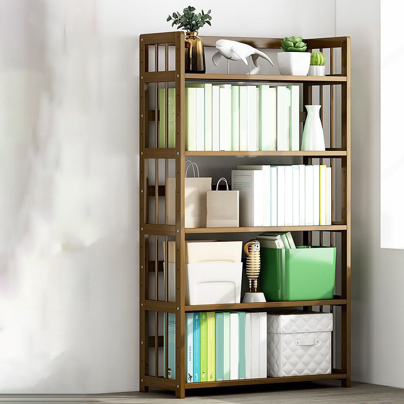 Standard Bamboo Shelf Bookcase Contemporary Brown Open Bookcase 27.6"L x 9.8"W x 61"H Clearhalo 'Bookcases' 'furn' 'furn_bookcases' 'Furniture' 'Office Furniture' 6408044