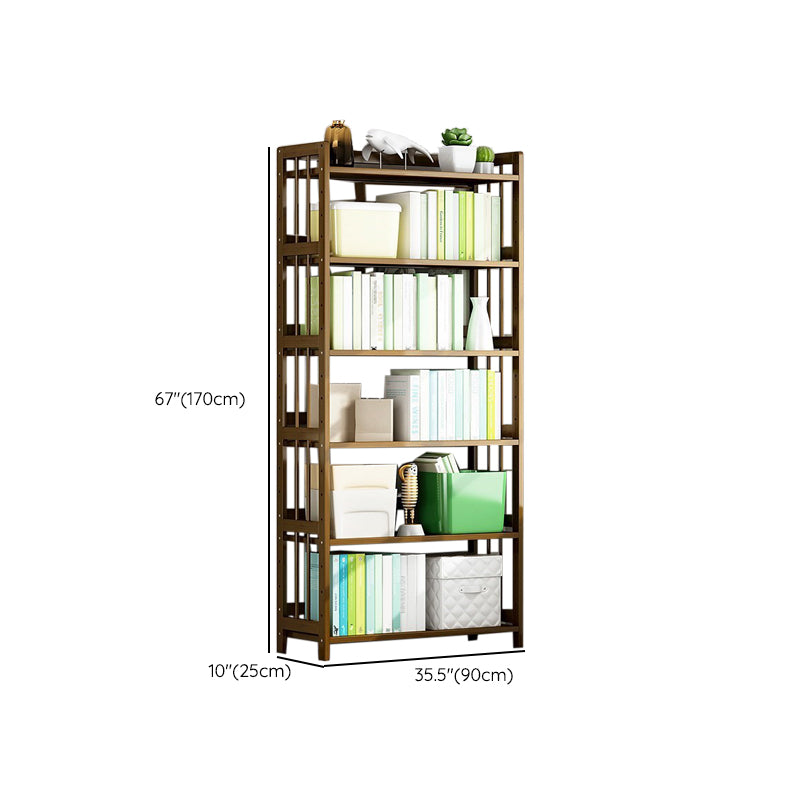 Standard Bamboo Shelf Bookcase Contemporary Brown Open Bookcase Clearhalo 'Bookcases' 'furn' 'furn_bookcases' 'Furniture' 'Office Furniture' 6408067