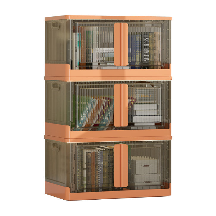 Contemporary Shelf Bookcase Folding Closed Back Plastic Bookcase 25"L x 16"W x 44"H Orange Clearhalo 'Bookcases' 'furn' 'furn_bookcases' 'Furniture' 'Office Furniture' 6408105
