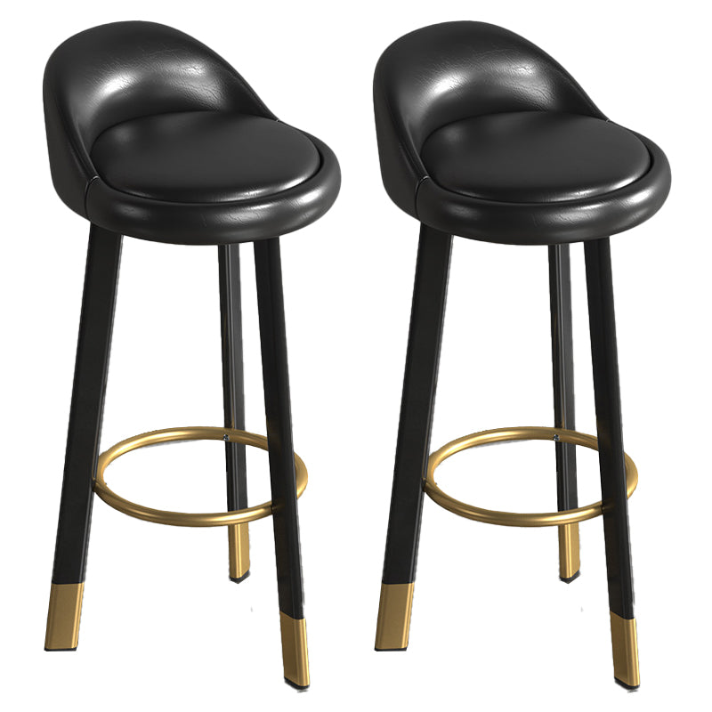 Contemporary Leather Counter Height Stools Bucket Bar Stool for Indoor Black 2 Piece Set Clearhalo 'Bar Furniture' 'Bar Stools' 'bar_stools' 'furn' 'furn_bar_stools' 'Furniture' 'Kitchen & Dining Furniture' 6408260