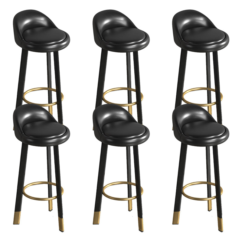 Contemporary Leather Counter Height Stools Bucket Bar Stool for Indoor Black 6 Piece Set Clearhalo 'Bar Furniture' 'Bar Stools' 'bar_stools' 'furn' 'furn_bar_stools' 'Furniture' 'Kitchen & Dining Furniture' 6408264