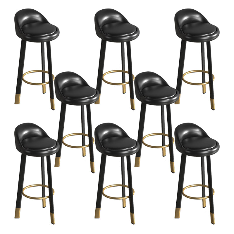Contemporary Leather Counter Height Stools Bucket Bar Stool for Indoor Black 8 Piece Set Clearhalo 'Bar Furniture' 'Bar Stools' 'bar_stools' 'furn' 'furn_bar_stools' 'Furniture' 'Kitchen & Dining Furniture' 6408266