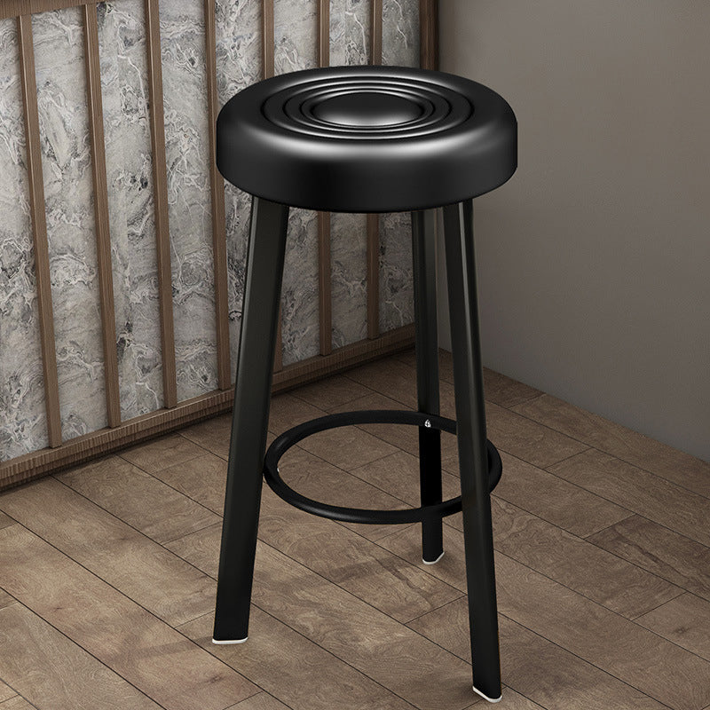 Contemporary Leather Counter Height Stools Bucket Bar Stool for Indoor Matte Black 1 Piece Clearhalo 'Bar Furniture' 'Bar Stools' 'bar_stools' 'furn' 'furn_bar_stools' 'Furniture' 'Kitchen & Dining Furniture' 6408268
