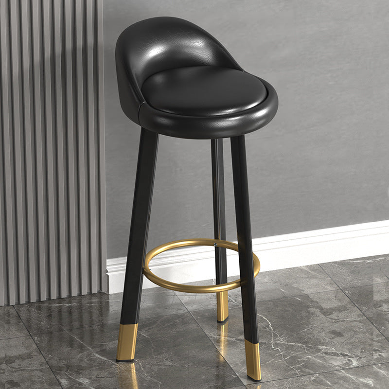 Contemporary Leather Counter Height Stools Bucket Bar Stool for Indoor Black 1 Piece Clearhalo 'Bar Furniture' 'Bar Stools' 'bar_stools' 'furn' 'furn_bar_stools' 'Furniture' 'Kitchen & Dining Furniture' 6408277