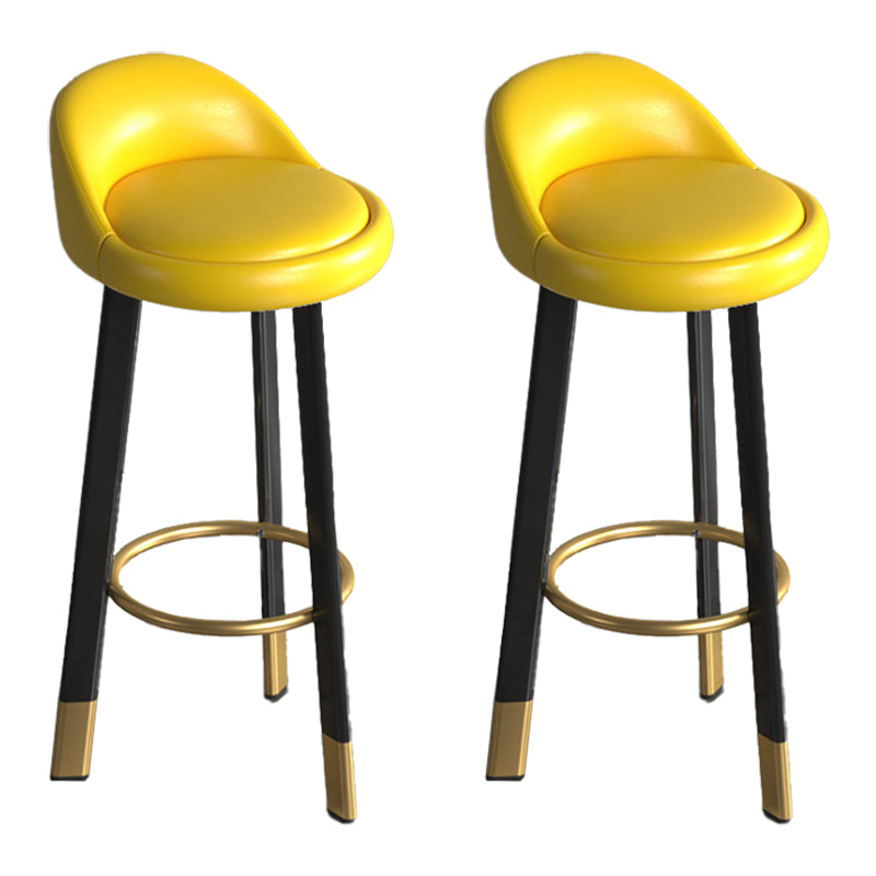 Contemporary Leather Counter Height Stools Bucket Bar Stool for Indoor Yellow 2 Piece Set Clearhalo 'Bar Furniture' 'Bar Stools' 'bar_stools' 'furn' 'furn_bar_stools' 'Furniture' 'Kitchen & Dining Furniture' 6408283