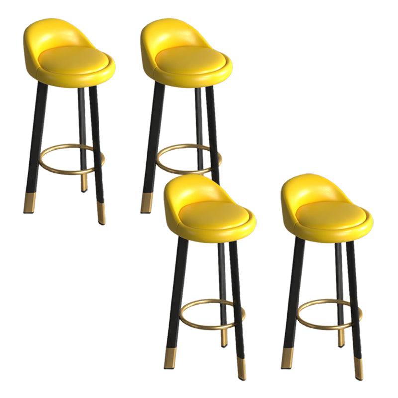 Contemporary Leather Counter Height Stools Bucket Bar Stool for Indoor Yellow 4 Piece Set Clearhalo 'Bar Furniture' 'Bar Stools' 'bar_stools' 'furn' 'furn_bar_stools' 'Furniture' 'Kitchen & Dining Furniture' 6408284