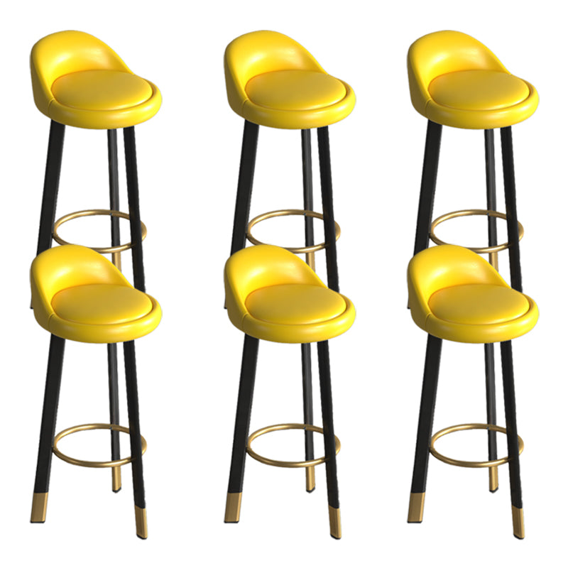 Contemporary Leather Counter Height Stools Bucket Bar Stool for Indoor Yellow 6 Piece Set Clearhalo 'Bar Furniture' 'Bar Stools' 'bar_stools' 'furn' 'furn_bar_stools' 'Furniture' 'Kitchen & Dining Furniture' 6408285