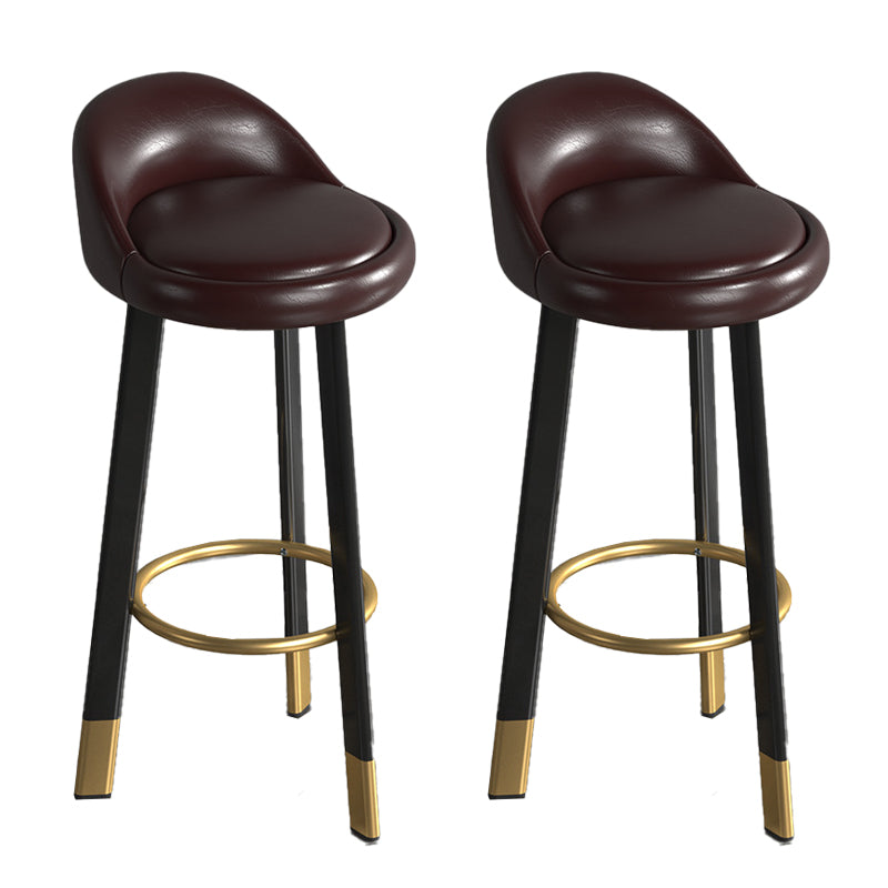 Contemporary Leather Counter Height Stools Bucket Bar Stool for Indoor Brown 2 Piece Set Clearhalo 'Bar Furniture' 'Bar Stools' 'bar_stools' 'furn' 'furn_bar_stools' 'Furniture' 'Kitchen & Dining Furniture' 6408288