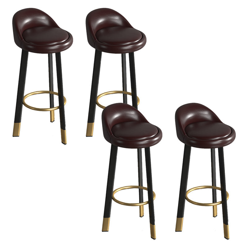 Contemporary Leather Counter Height Stools Bucket Bar Stool for Indoor Brown 4 Piece Set Clearhalo 'Bar Furniture' 'Bar Stools' 'bar_stools' 'furn' 'furn_bar_stools' 'Furniture' 'Kitchen & Dining Furniture' 6408289