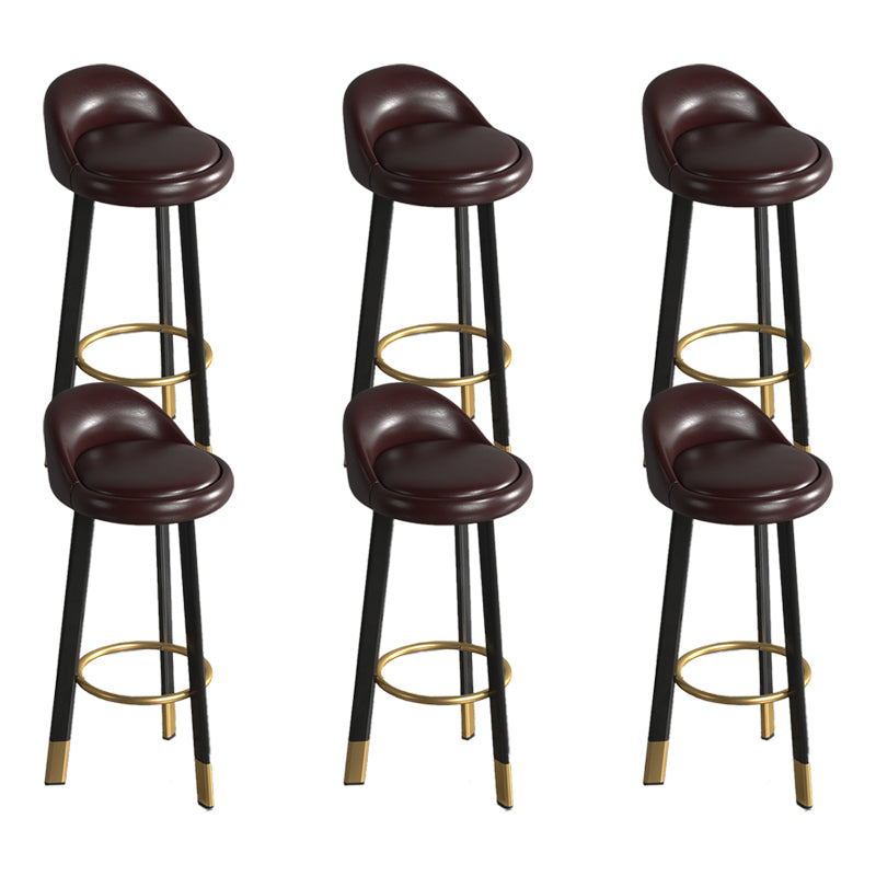 Contemporary Leather Counter Height Stools Bucket Bar Stool for Indoor Brown 6 Piece Set Clearhalo 'Bar Furniture' 'Bar Stools' 'bar_stools' 'furn' 'furn_bar_stools' 'Furniture' 'Kitchen & Dining Furniture' 6408290