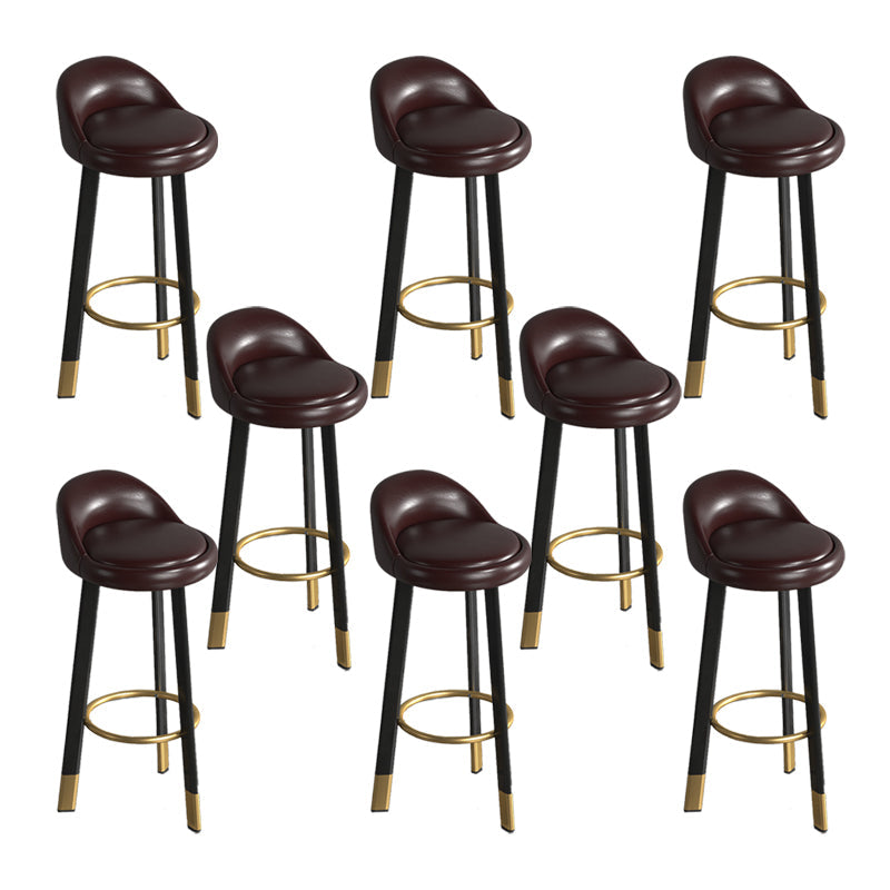 Contemporary Leather Counter Height Stools Bucket Bar Stool for Indoor Brown 8 Piece Set Clearhalo 'Bar Furniture' 'Bar Stools' 'bar_stools' 'furn' 'furn_bar_stools' 'Furniture' 'Kitchen & Dining Furniture' 6408291